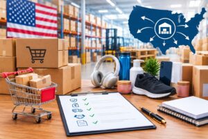 Wholesale suppliers USA with warehouse distribution, bulk products, and business sourcing concept